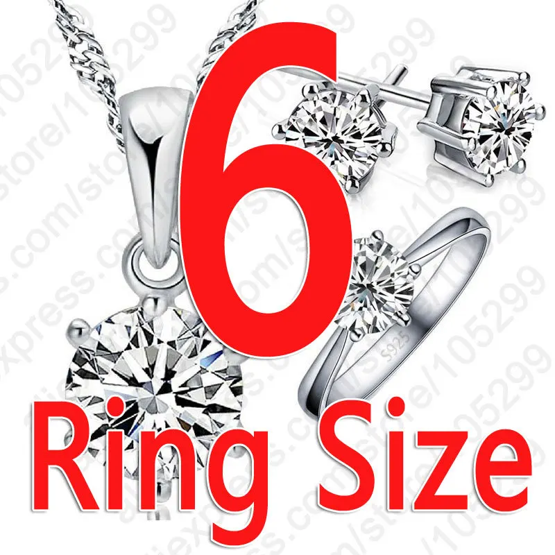 WomanBirthday Gift Wedding Jewelry Set Fashion 925 Sterling Silver Color Crystal Necklace Ring Earring 3 pcs/set   Fast Shipping