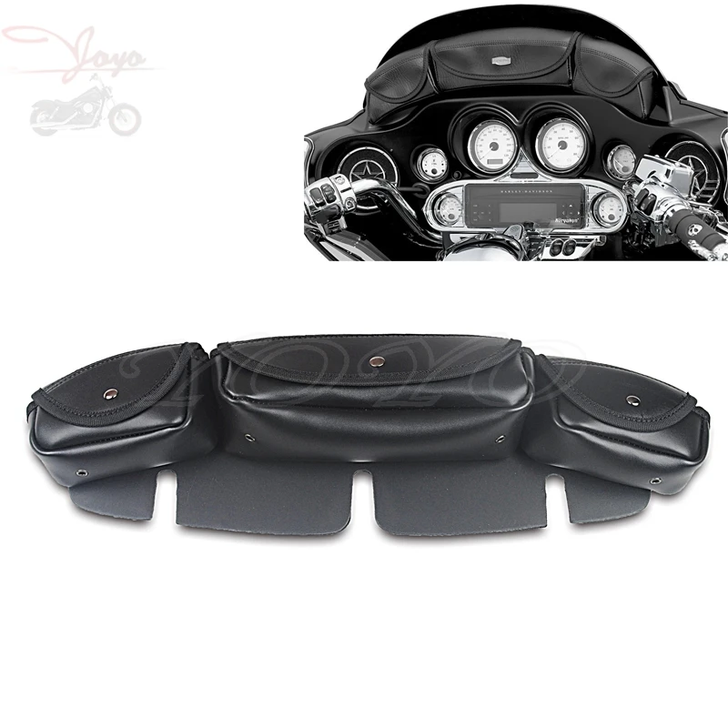 Motorcycle Windshield Fairing Bag Saddle 3 Pouch Pocket FOR Harley Touring FLHT Electra Glide FLHT Tri-Glide 1996-2013