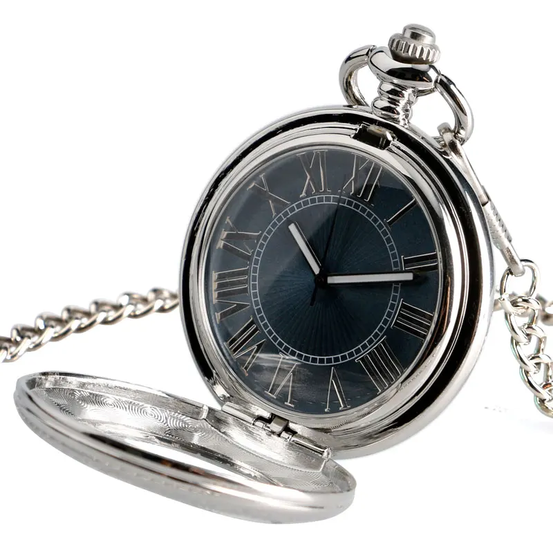 Vintage Mechanical Automatic Self Wind Pocket Watch Transparent Silver Pocket Watches Luxury Fob Clock Men Women Birthday Gifts