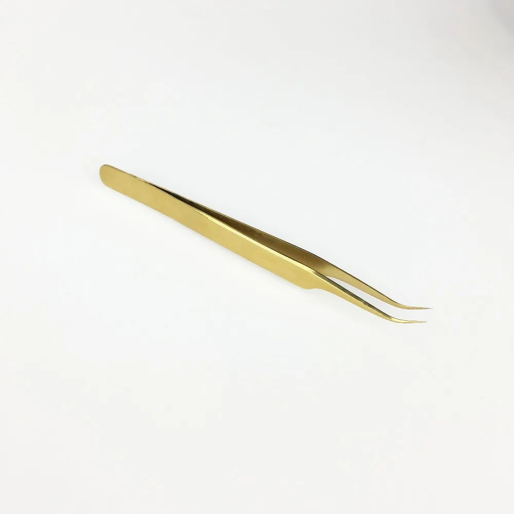 GS10 HONORABLE CURVED GOLDEN TWEEZERS Especially for 3D Volume Mink Eyelash extension Lash EXTENSION TWEEZERS