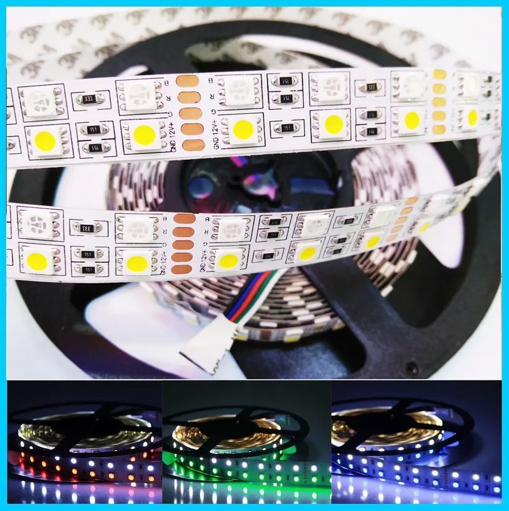 5M Double Row IP20/IP67 waterproof 5050 SMD RGBW(RGB+white) RGBWW(RGB+Warm White) Flexible LED Strips DC12V 5M 120led/M 600LEDs