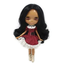 ICY DBS Blyth doll 1/6 30cm bjd joint body Black hair without bangs dark skin girl gift toy No.230BL117