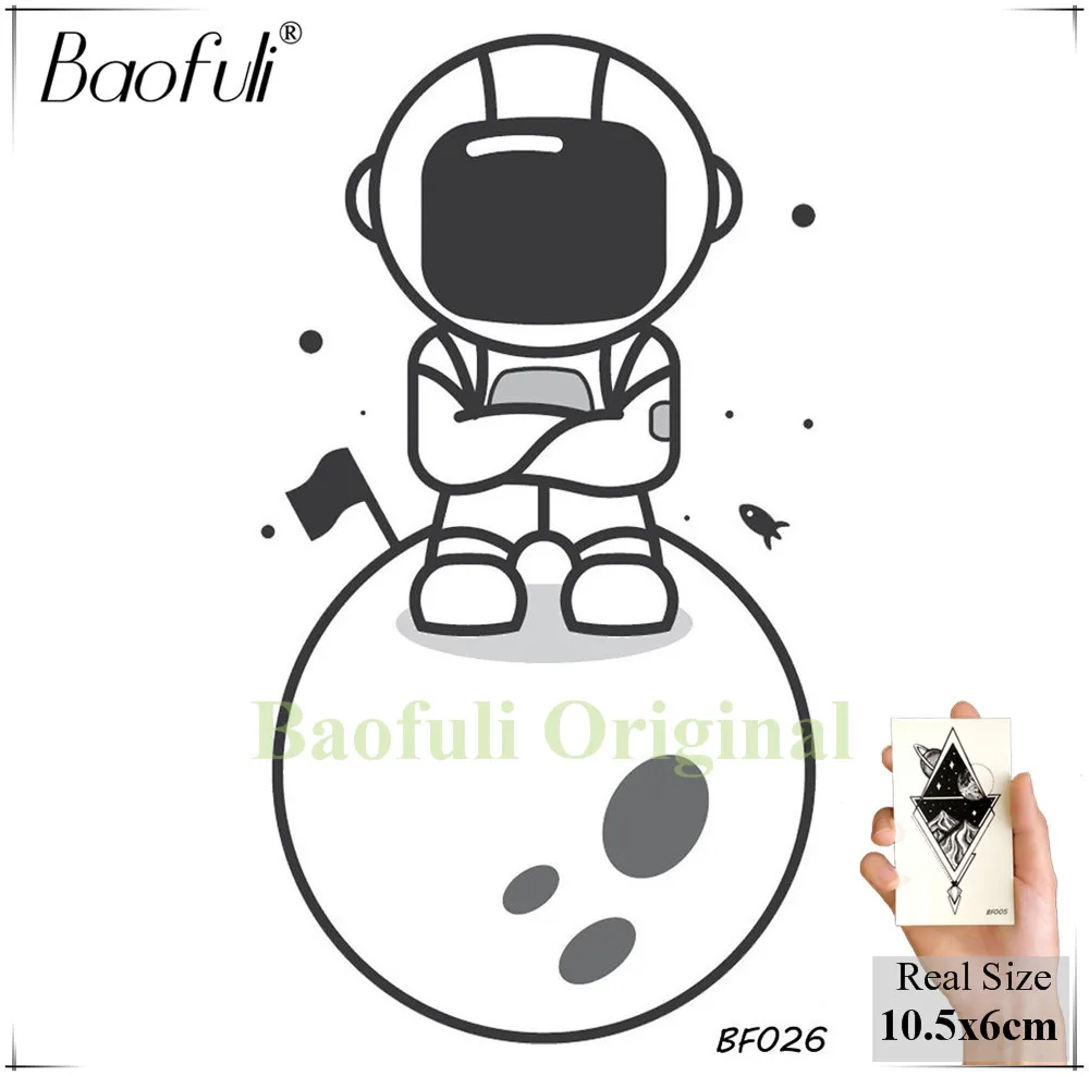 BAOFULI DIY Robot Doll Button Temporary Tattoo Sticker Sewing Cartoon Fake Tattoos Toy Body Art Arm Cartoon Cute Black Tatoo