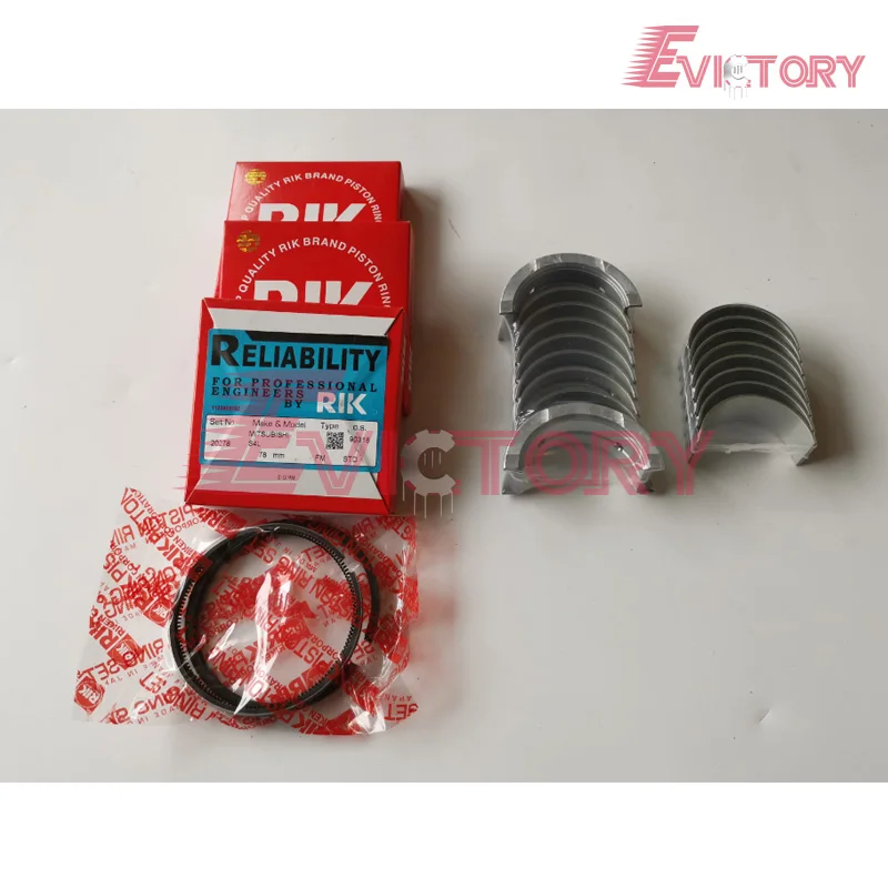 Evictory Fit for Mitsubishi engine excavator S3L S3L2 piston ring set 31A17-00010 + full gasket engine bearing