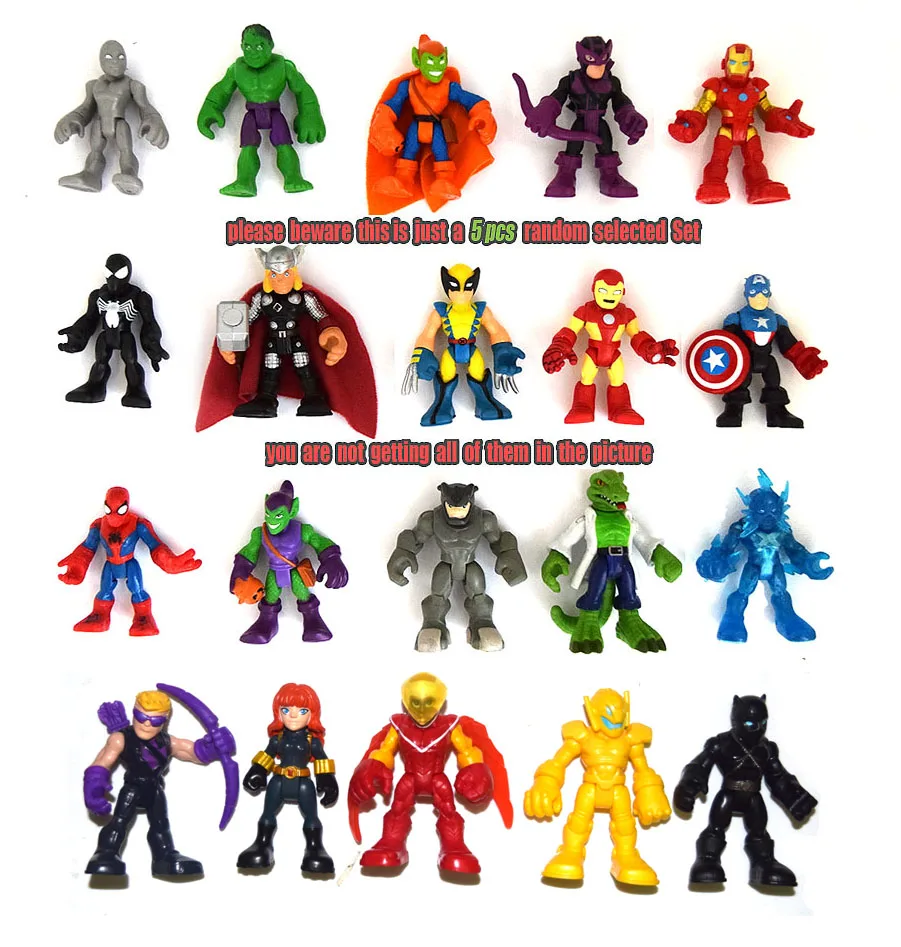 Lote de 5 uds. De aventuras aleatorias de Marvel, superhéroe, Capitán Americano, armadura de Ironman, Spiderman, disfruta de la figura, sin OFERTA