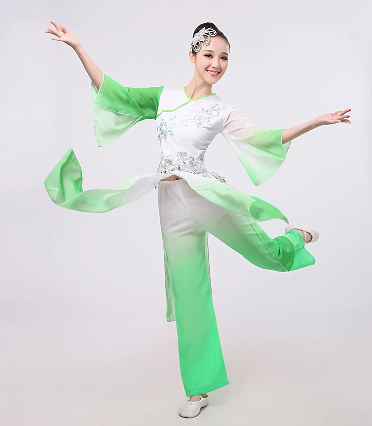 new ink dance solo classical dance costume ethnic Younger middle-aged fan dance costume