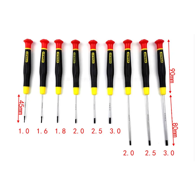 Stanley 1-piece precision flat end micro slotted screwdriver mini 1.0mm 1.6mm 1.8mm 2.0mm 2.5mm 3mm screwdrivers opening tools