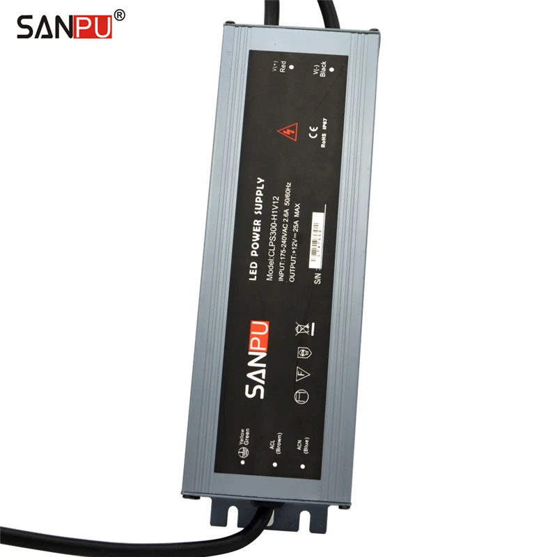 Imagem -06 - Sanpu-fonte de Alimentação para Tira de Led 12 v dc 300w 25a à Prova Dágua Ip67 Tensão Constante Transformador de Iluminação 12 v Driver de Led