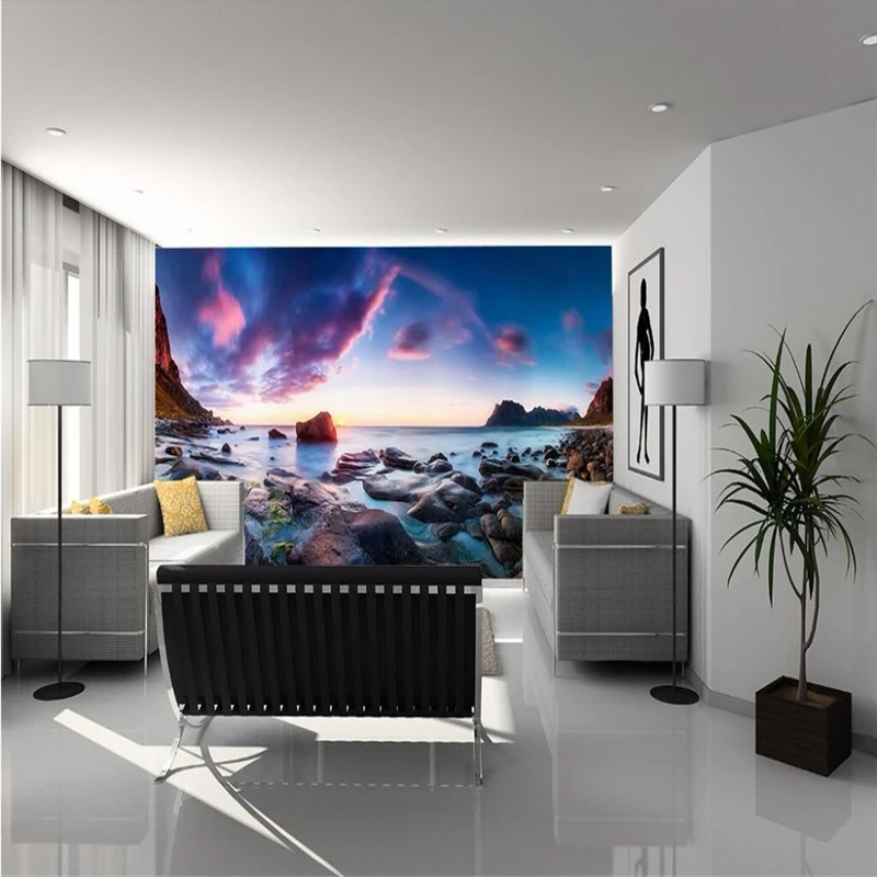 beibehang custom wall papers home decor Photo background art Beach photography landscape bathrooms adhesive large wall covering