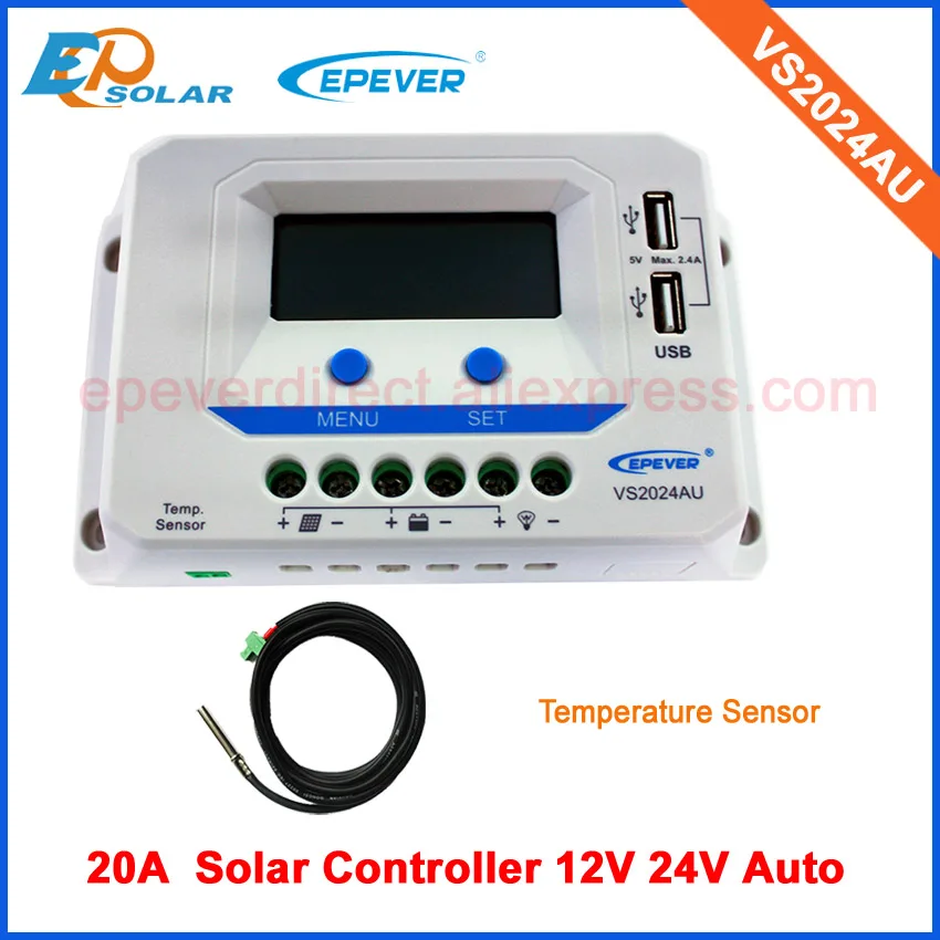 

lcd display and temperature EPsolar solar charger controller PWM 12v 24v auto type VS2024AU 20A 20amp