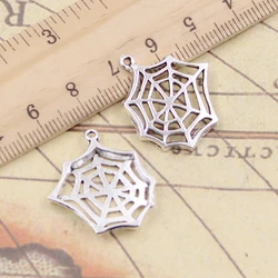 10pcs Charms Cobweb Spider Halloween 25x23mm Tibetan Bronze Silver Color Pendants Antique Jewelry Making DIY Handmade Craft