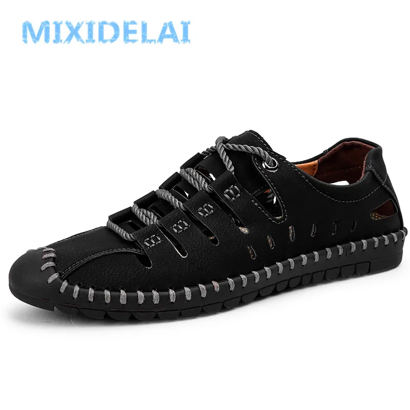 MIXIDELAI New Summer Comfortable Casual Shoes Loafers Men Shoes Quality Split Leather Shoes Men Flats Hot Sale Moccasins Shoes