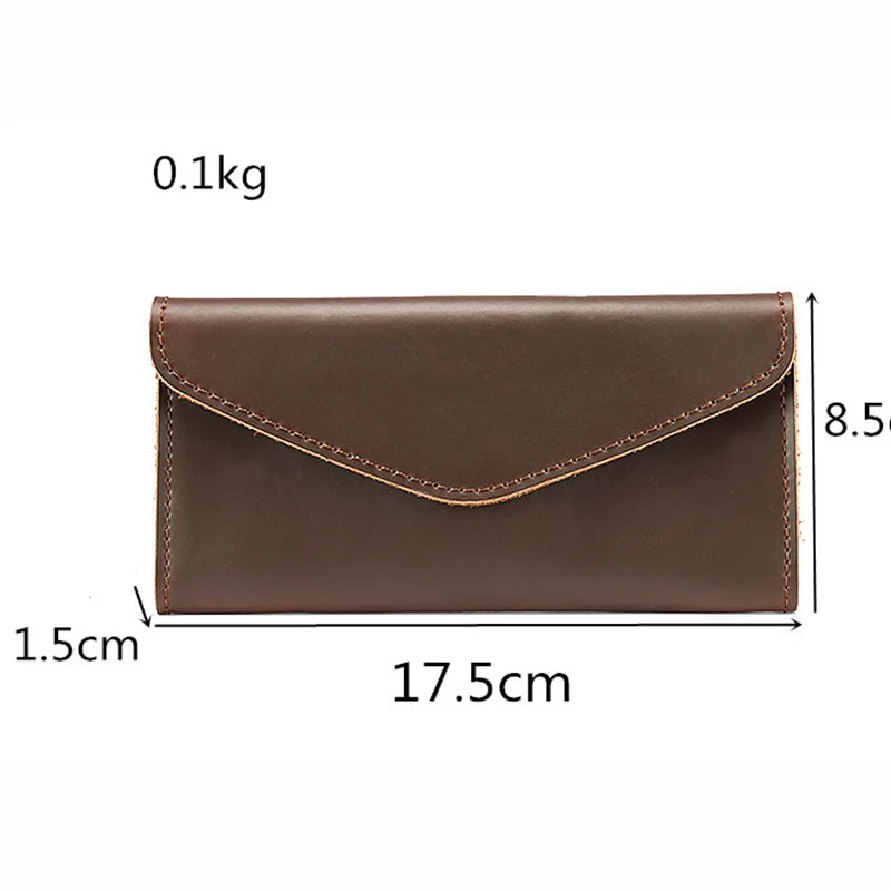 Vintage Long Mens Wallets Cow Leather Hasp Men Wallet  Luxury Designer Male Phone Purse Money Bag Brown Color