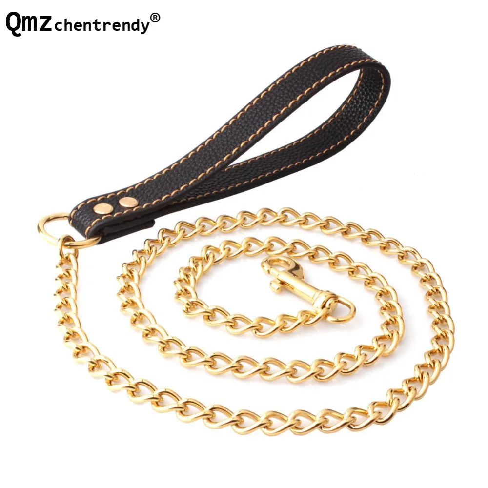 8mm 125cm Pet Dog Stainless Steel Metal Leash Animal Suppliers Greater Control Safety Training Protect In Traffic Leather Drag