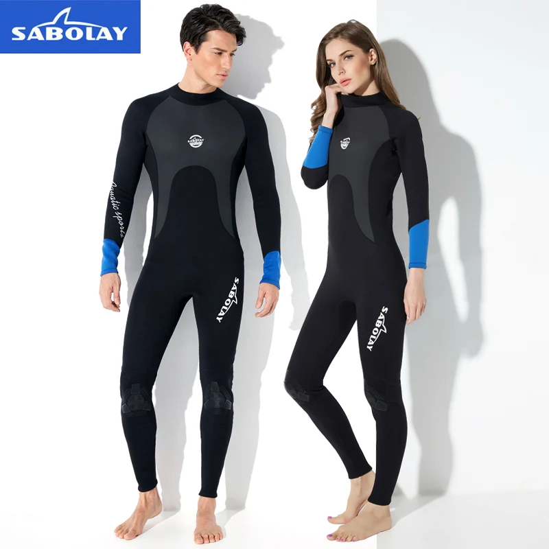 SABOLAY Professional 2MM SCR Neoprene Wetsuit High Elastic Soft Swimsuit Long Black Diving Suit Sleeve Diving Equipment Bodysuit