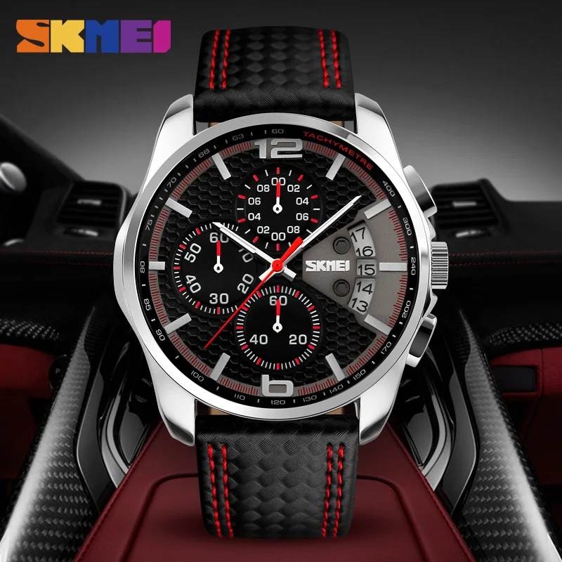 SKMEI Top Brand Luxury Leather Strap 5Bar Waterproof Quartz Wristwatches Fashion Sport Mens Watches Relogio Masculino