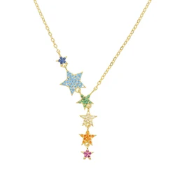 2026 Women Fashion Party Jewelry Micro Pave Colorful Cz Rainbow Star Link Chain Sexy Multi Layer Choker Y Charm Weomen Necklaces