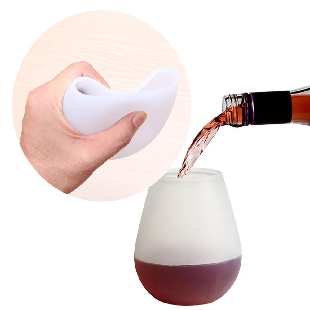 Silicone Cup Non-slip drop Portable Silicone Cup for Wine Juice Cola and Beer BBQ Cup Travel Glass Wine Glass Cup