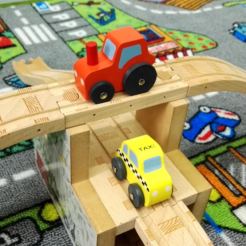 P026 Luxury Triplex combination of snow Bridge traffic hub can freely assembling toys compatible with  wooden train track