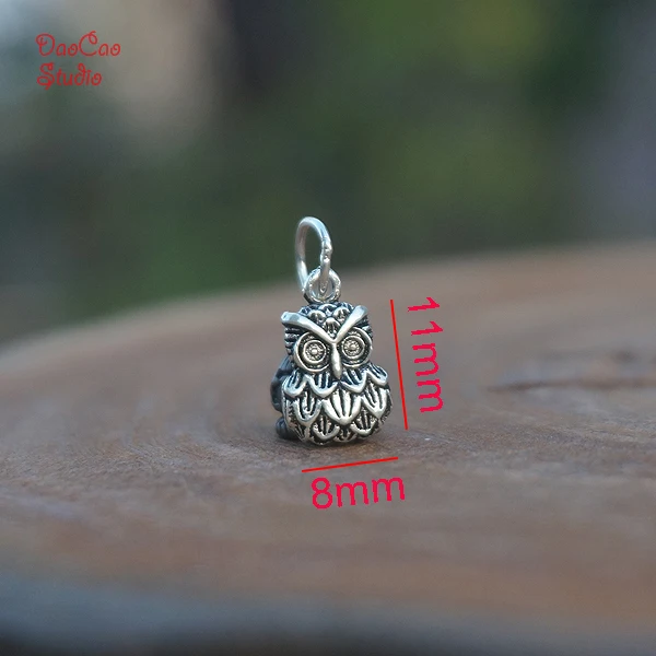 S925 Sterling Silver Owl Pendant Earring Necklace Bird Tiny Charms Mala Beads Bracelet Jewellry Findings DIY Accessories Animal