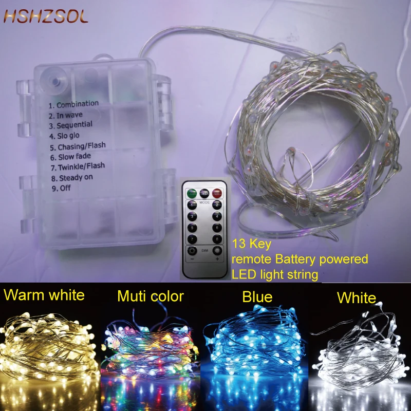 

Battery Powered 5M 10m LED Silver Color Copper Wire Fairy String Lights lamp with remote for Christmas Holiday Wedding and Party