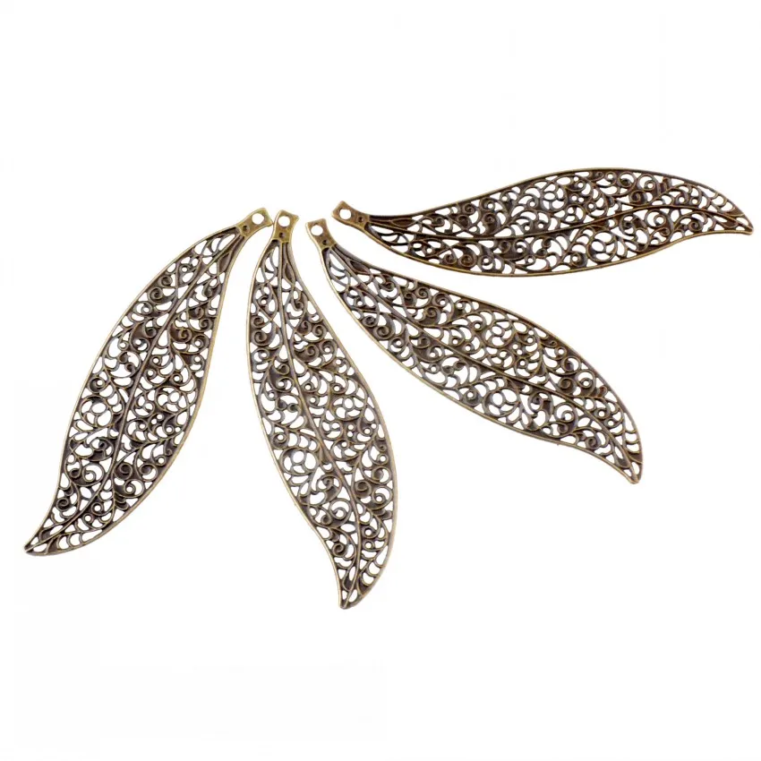 

Free shipping 20Pcs Bronze Tone Leaf Filigree Wraps Connectors Metal Crafts Gift Decoration DIY 104x28mm