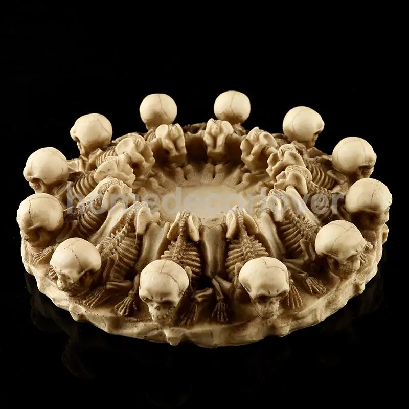 Human Skull Head Ashtray Holder Skull Skeleton Head Resin Statue Art 16.5cm