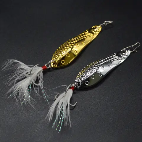 Balıkçılık Kaşık Cazibesi Yapay Timsah 5g/7g/10g/15g Kaşık Metal Lures Sert Yem Kan Oluk Tiz Tüy Kanca Lot 2 Parça