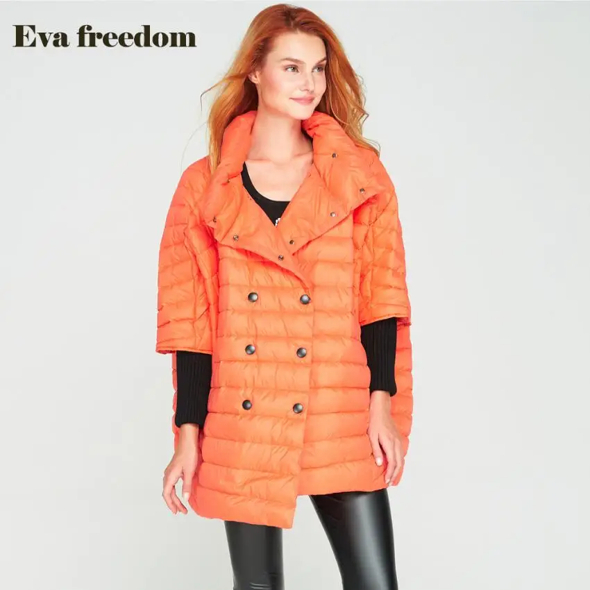 2020 Winter loose style good quality 90% real duck down coat female bat sleeved double breasted warm down coats wq184 dropship