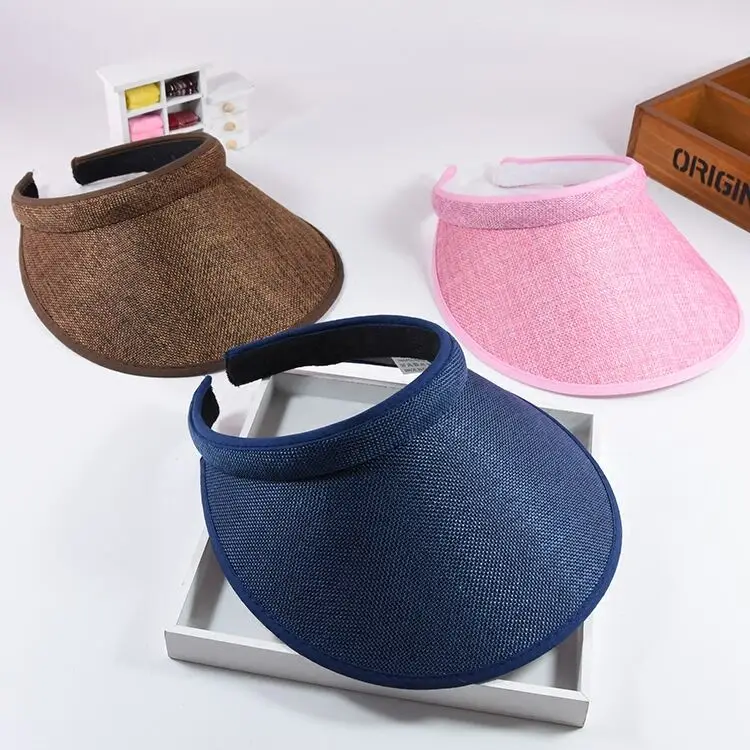 Summr Women Casual Sun Visor Hat Beach Empty hat Ladies Adjustable Nature Straw Topless Cap