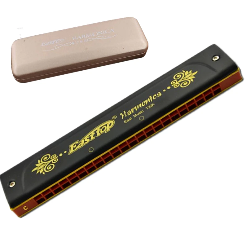 

Easttop Harmonica 22 hole tremolo harp phosphor bronze reeds Key of C thickening plate harp Mouth Ogan Musical Instrument T22K