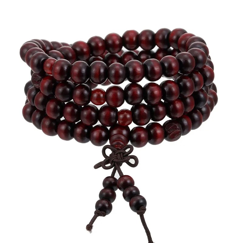 1Pcs 8mm Natural Sandalwood Buddhist Buddha Meditation Wood Prayer Bead Mala Bracelet Bangles Women Men Jewelry 108 Beads Bijoux