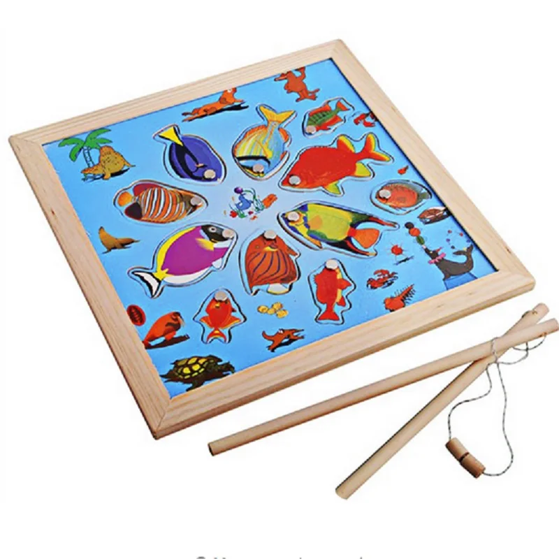 Nieuwe Baby Kids Houten Speelgoed Kinderen Magnetische Hengel Model Bad Leuk Speelgoed Set Cartoon Baby Puzzel Fishing Game Toy voor Kids