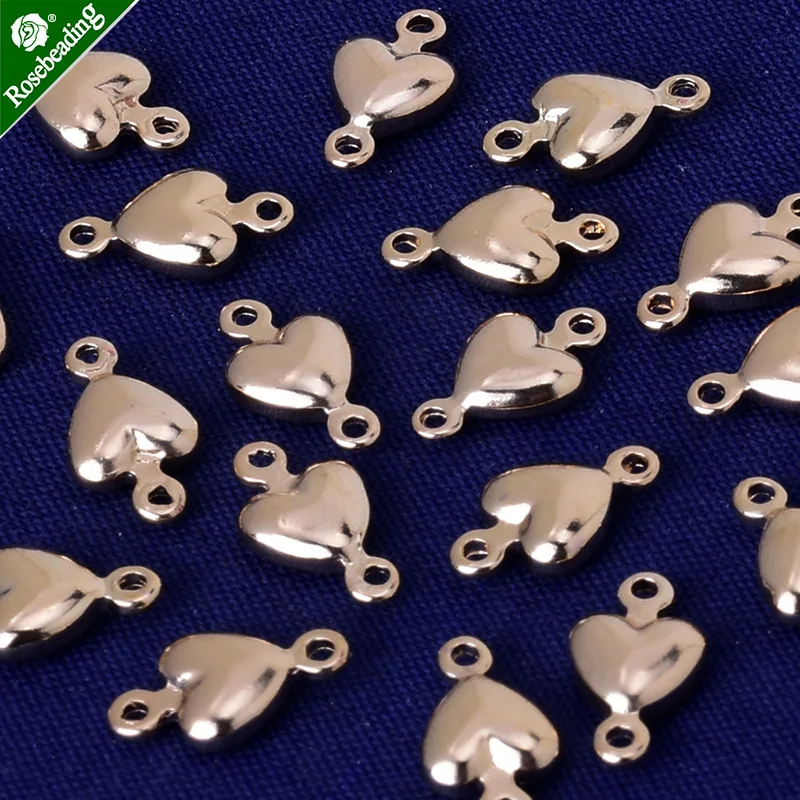 9.7x5.5mm brass heart slippy Spacer Beads with 2 holes,Spacer Connectors,spacer metal beads,sold 20pcs/lot