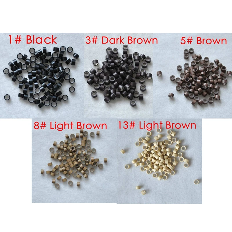 

Wholesale Silincon micro ring 5 Color mix 5000pcs/lot silicon lined Micro Links Rings Beads Hair Feather Extensions