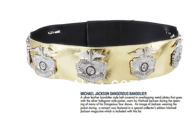 MJ Michael Jackson BAD Tour Metal Performance Military Golden Handmade Military Eagle Belt Collector's Edition Show