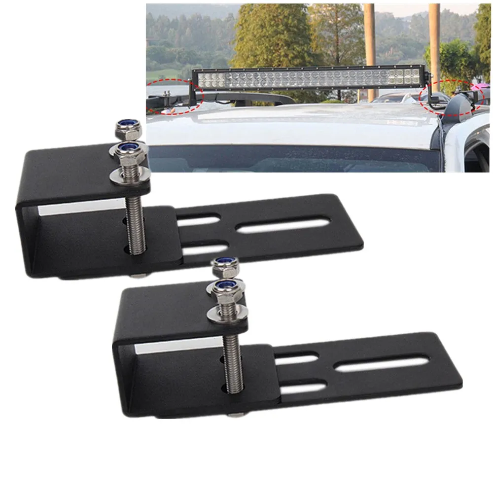 

2pc Universal Car SUV Pickup RV ATV Truck Roof Rack Mounting Bracket Clamps LED Work Light Bar Holder