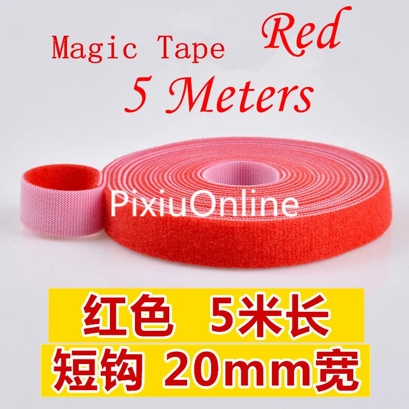 

1PCS/LOT YT505B Magic Tape Long/Short Hook Red Wide 20 mm Back to Back Cable Tie Nylon Fastening 5 Meters