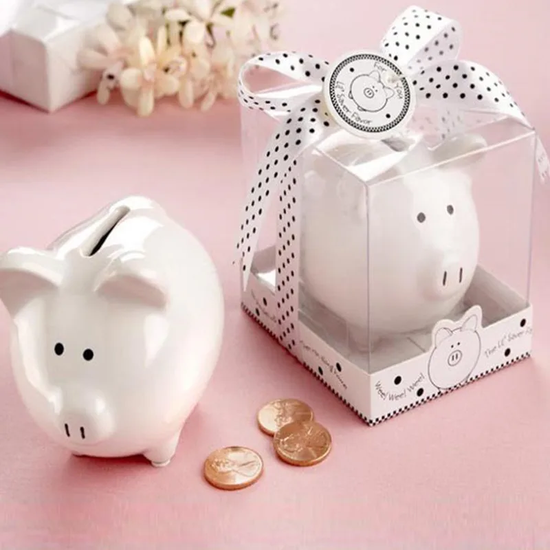 Ceramic mini creative piggy bank coin box gift box polka dot baby shower beneficial 10pcs