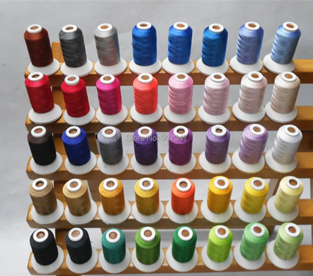 Popular Brother color embroidery thread 500m/cone, 40 assorted colors in box Simthread popular embroidery thread system