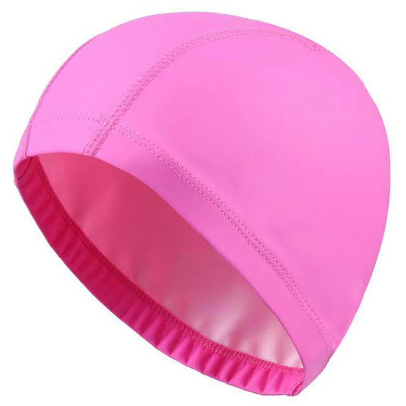 Gorro de baño de tela PU para hombre y mujer, gorro impermeable para piscina, deporte acuático, protege las orejas, pelo largo, talla grande, adultos