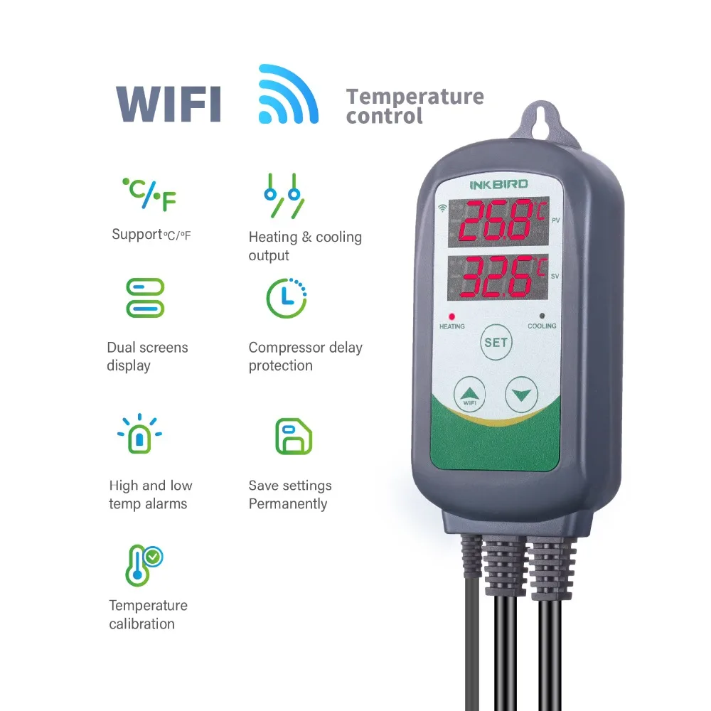 INKBIRD EU Plug Digital Temperature Controller ITC-308&308WIFI Thermostat Regulator Dual Relays Heating & Cooling Homebrewing