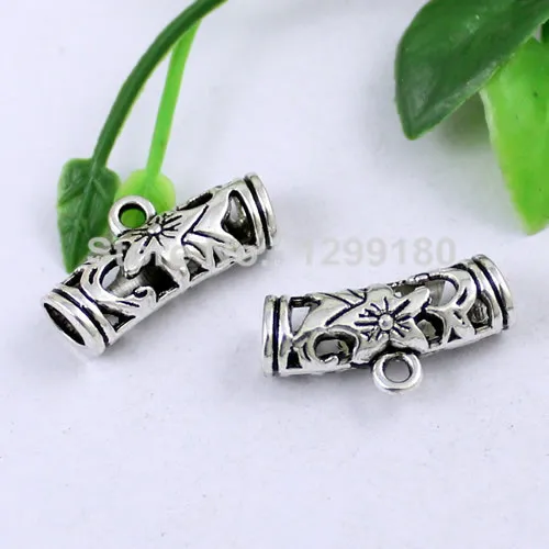 30pcs/lot Zinc Alloy Silver Tone Charm Pendant Bails Cord end For Necklace DIY Jewelry Making Accessories 22x11mm Hole:5mmK01918