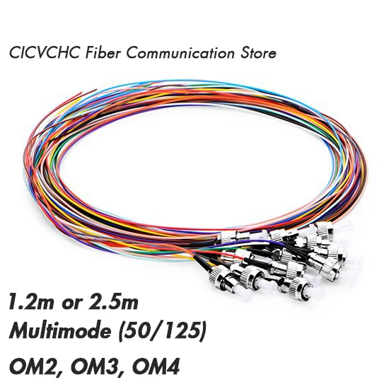 

12 Colors FC/UPC-MM(50/125)-OM2, OM3, OM4-0.9mm Cable-1.2m, 2.5m / Optical Fiber Pigtail