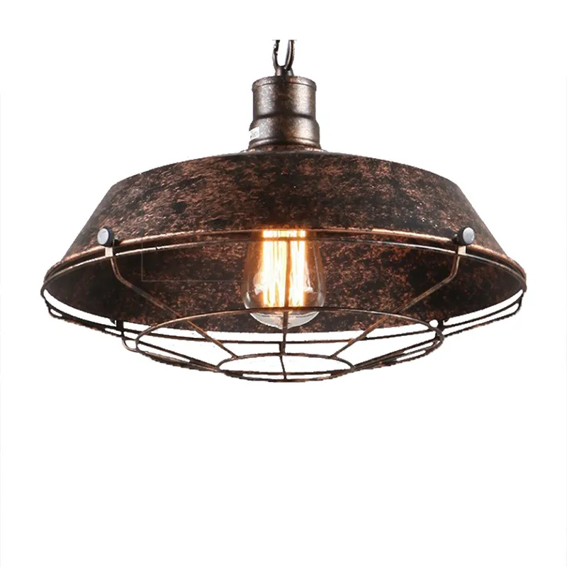 

GZMJ Wonderland LED Pendant Lamp Iron Rust Pot Cover Shape Retro Light Art Vintage Retro Hanging Lampshade Lighting