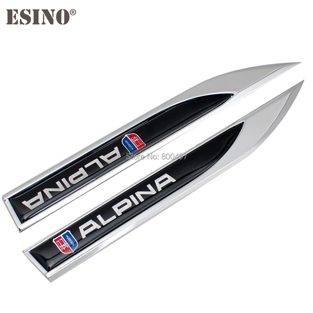 2 x Car Body Fender Side Metal Chrome Zinc Alloy Knife Side 3D Emblems Badge Sticker Decals For Alpina B5 B6 B7 D3 D4 D5 XD3 XD4