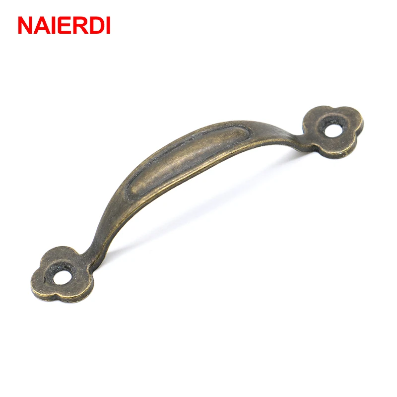 NAIERDI 5PCS Antieke Bronzen Kabinet Pulls Drawer Deurknoppen Sieraden Doos Handgrepen Kast Houten Vintage Handvatten Hardware