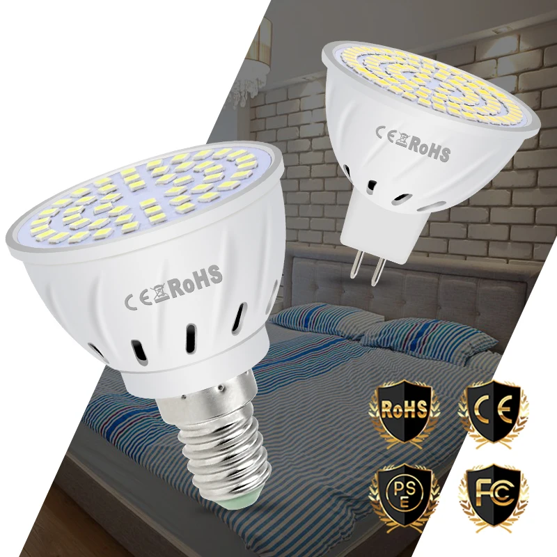 E27 LED Bulb GU10 LED Lamp MR16 Led 220V Corn Lamp E14 Spotlight Bulb GU5.3 48 60 80leds Home Lighting B22 Spot Light SMD 2835