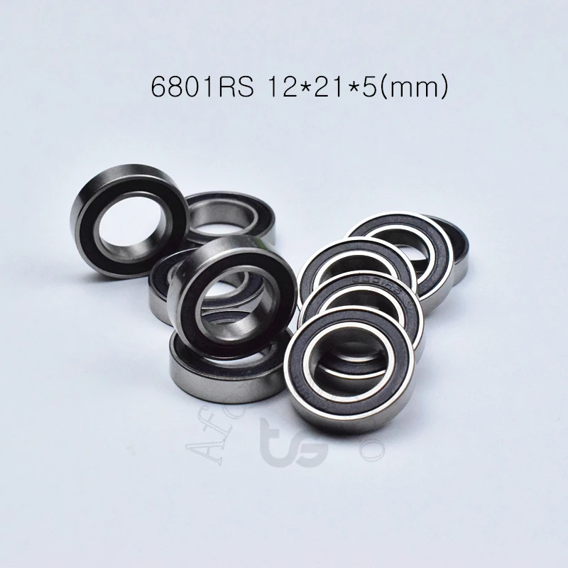 

Bearings 10pcs 6801RS 12*21*5(mm) rubber Sealed free shipping chrome steel High speed parts Bearings Transmission accessories