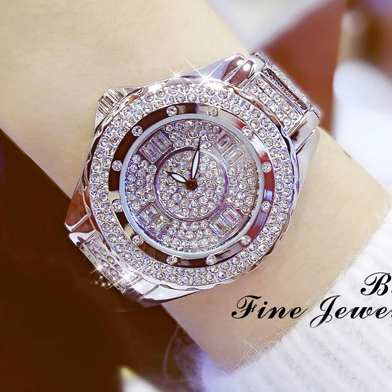 2022 Hot Sale Women Watches Lady Diamond Stone Dress Watch Gold Silver Stainless Steel Rhineston Wristwatch Female Crystal Watch